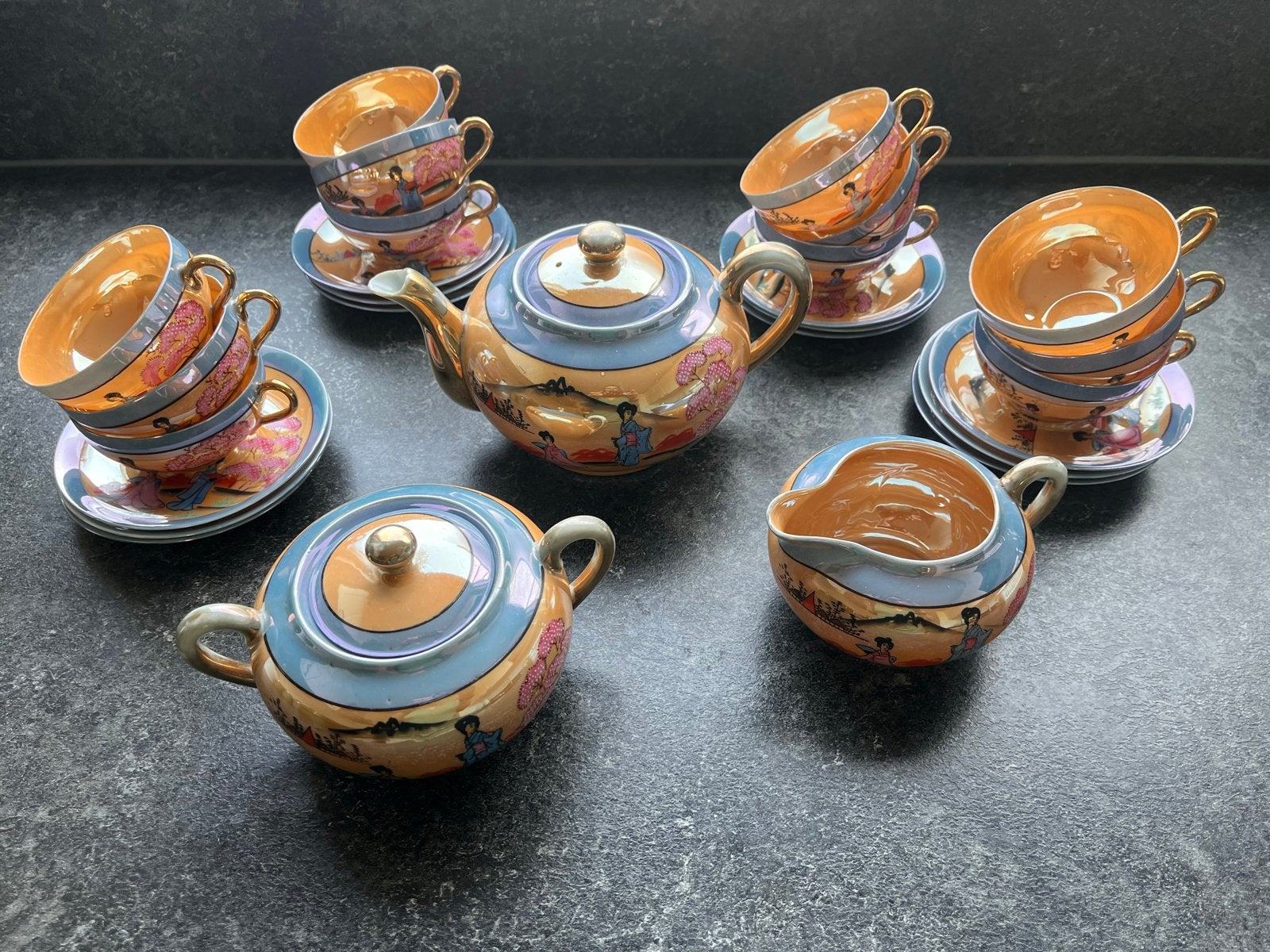 Vintage Japans eierschaal porseleinen theeservies, Antiek en Kunst, Antiek | Porselein, Ophalen