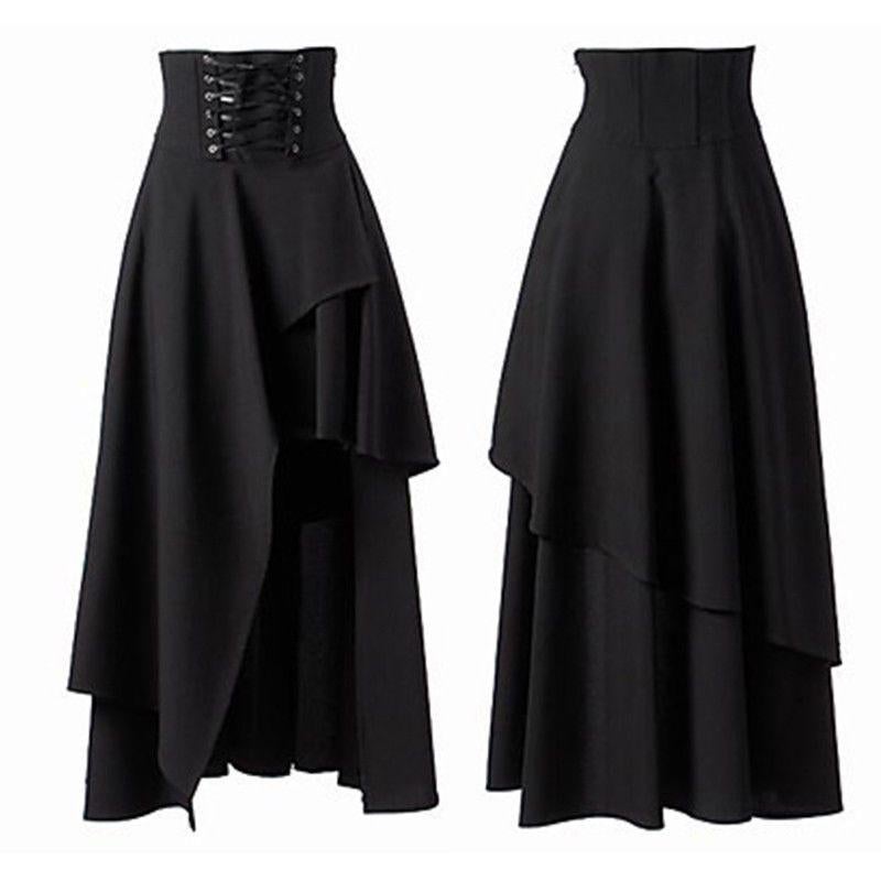 Zwarte lange gothic rok (dames vrouwen victoriaanse kleding), Verzenden, Nieuw, Onderkleding