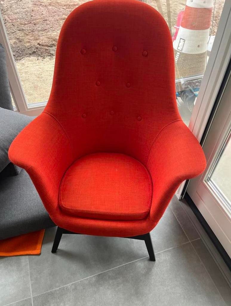 Ikea rode fauteuil, Huis en Inrichting, Ophalen, Gebruikt, 75 tot 100 cm, Stof