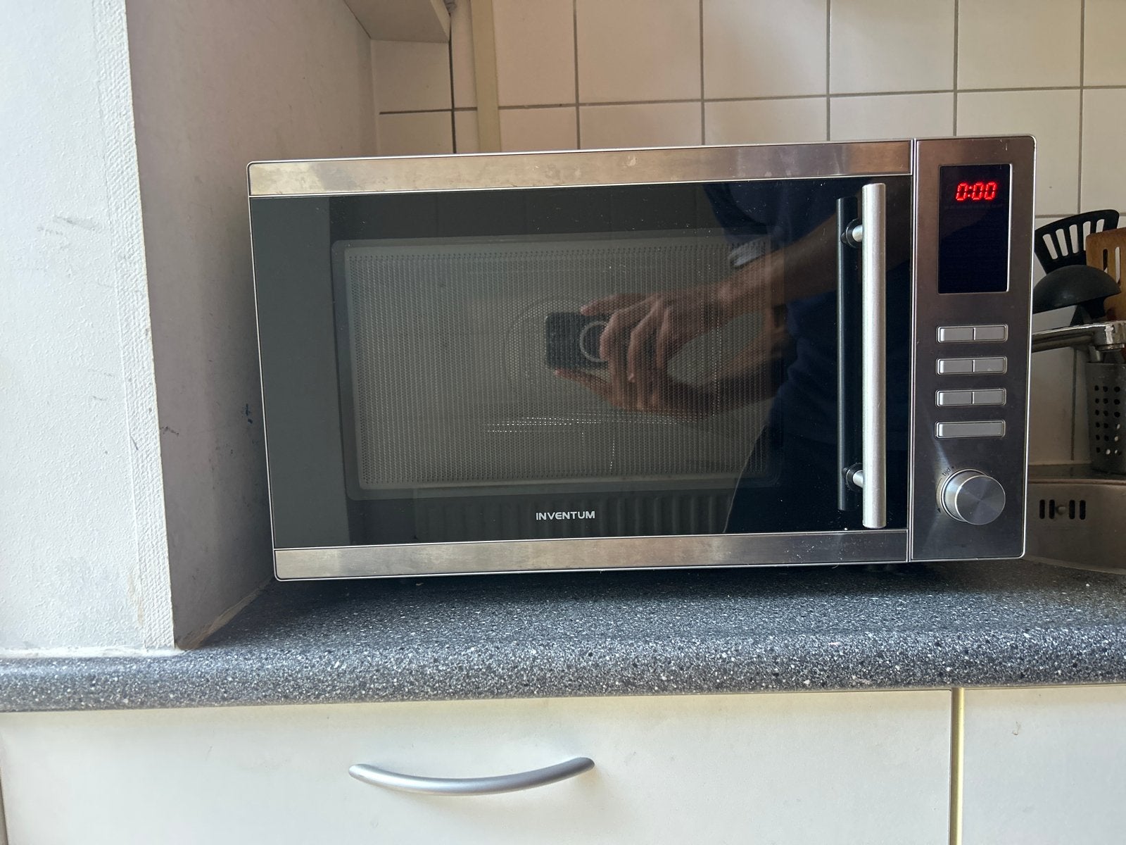 Inventum Combimagnetron - Zilver/Zwart, Witgoed en Apparatuur, Ophalen, Combimagnetron, Gebruikt, Grill