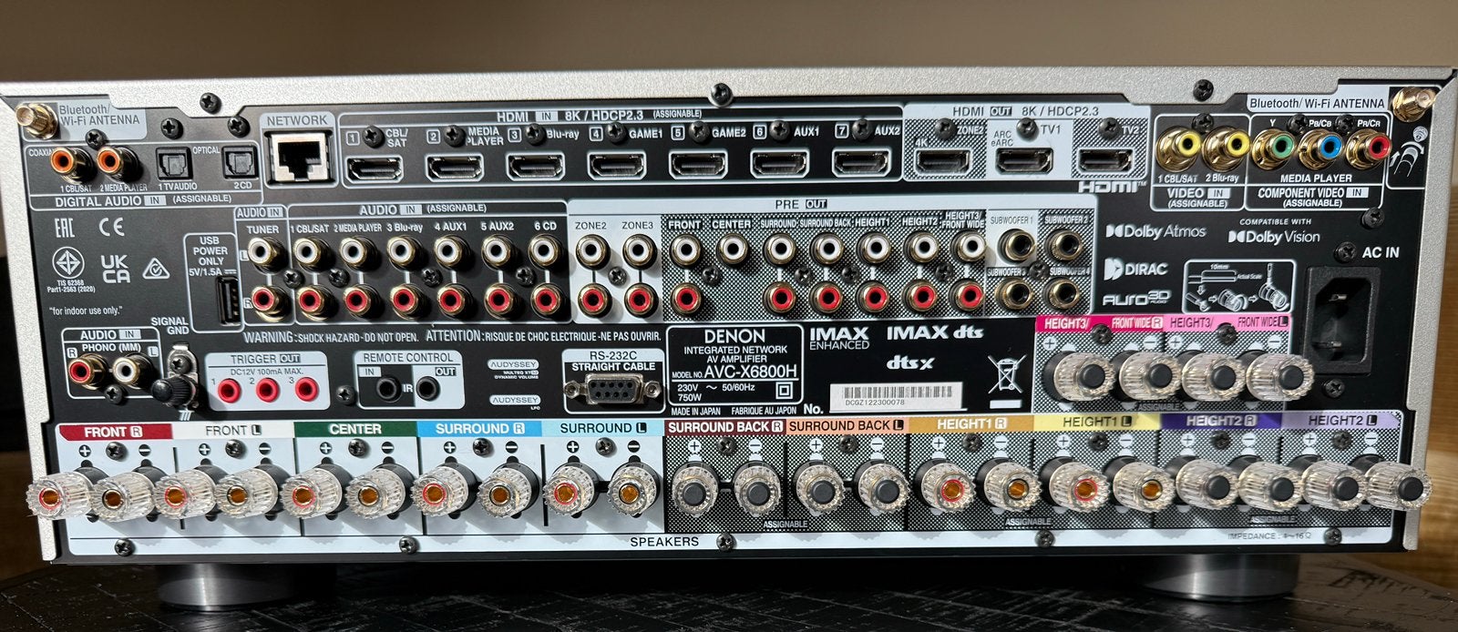 DENON AVC-X6800H ZGAN, Ophalen, Zo goed als nieuw, 120 watt of meer, Denon
