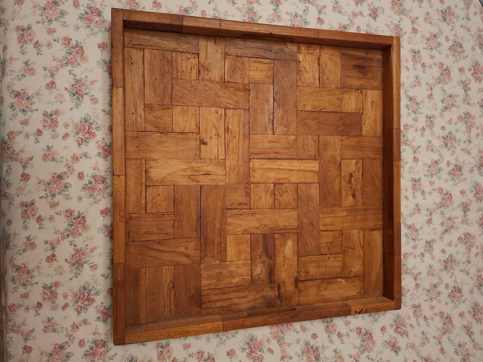 Houten dienblad met uniek patroon, Ophalen, Zo goed als nieuw, Bruin, Vintage