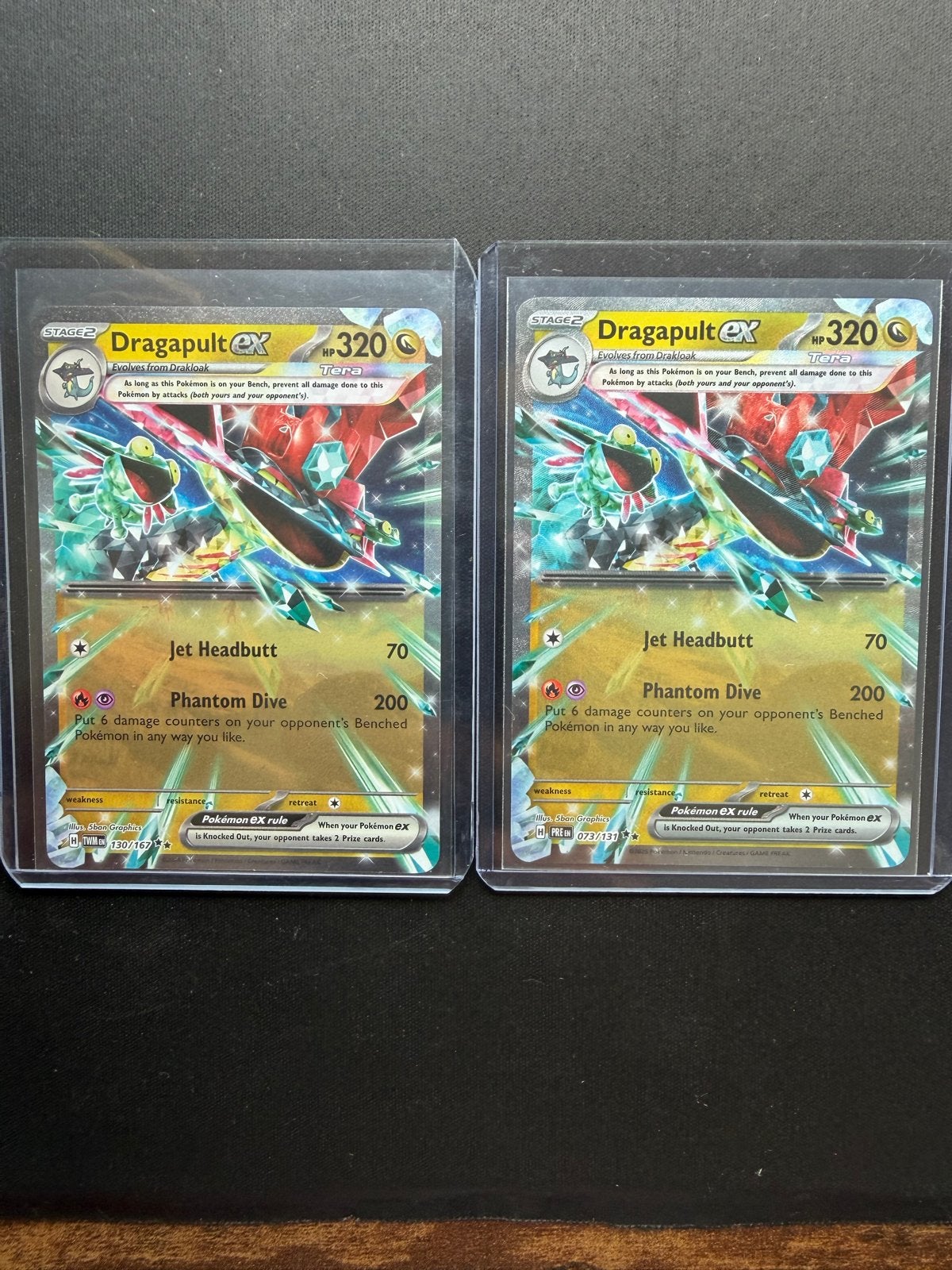 Dragapult ex 130/167 en 073/131., Hobby en Vrije tijd, Verzamelkaartspellen | Pokémon, Zo goed als nieuw, Meerdere kaarten, Foil