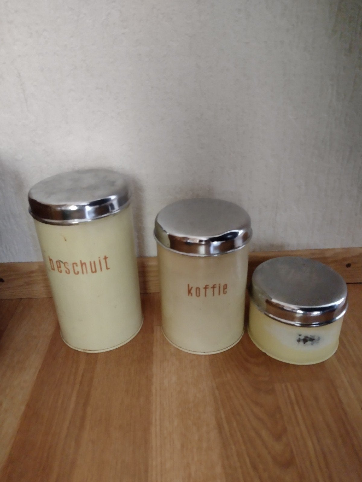 Vintage voorraadblikken: beschuit, koffie en meer, Antiek en Kunst, Ophalen