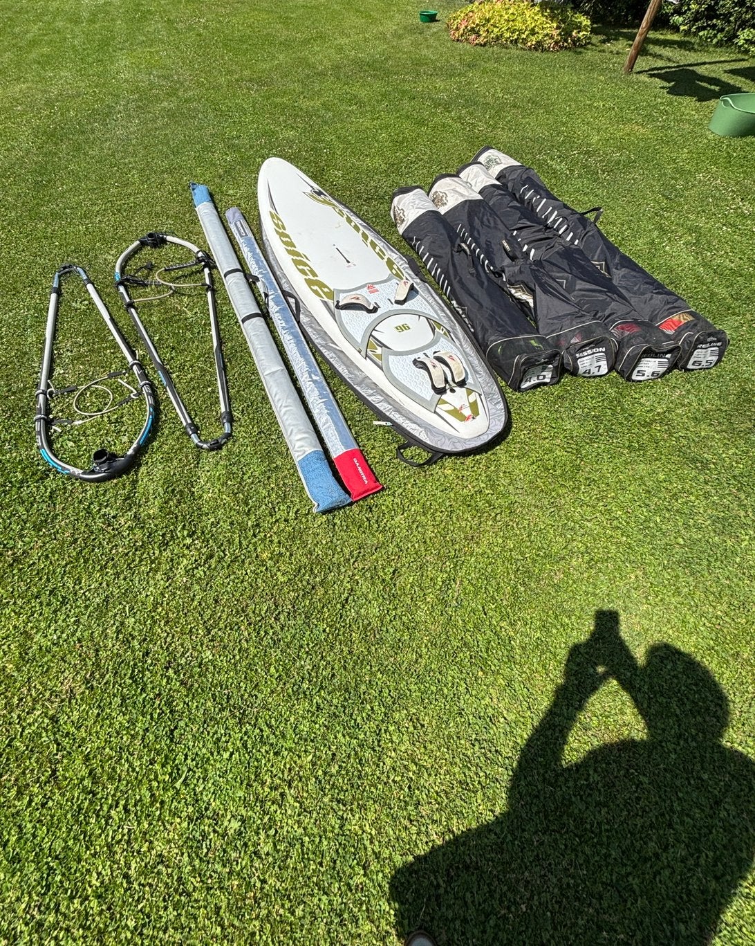 Zeer complete windsurf set! F2/Naish, Watersport en Boten, Windsurfen, Gebruikt, Complete set, Ophalen