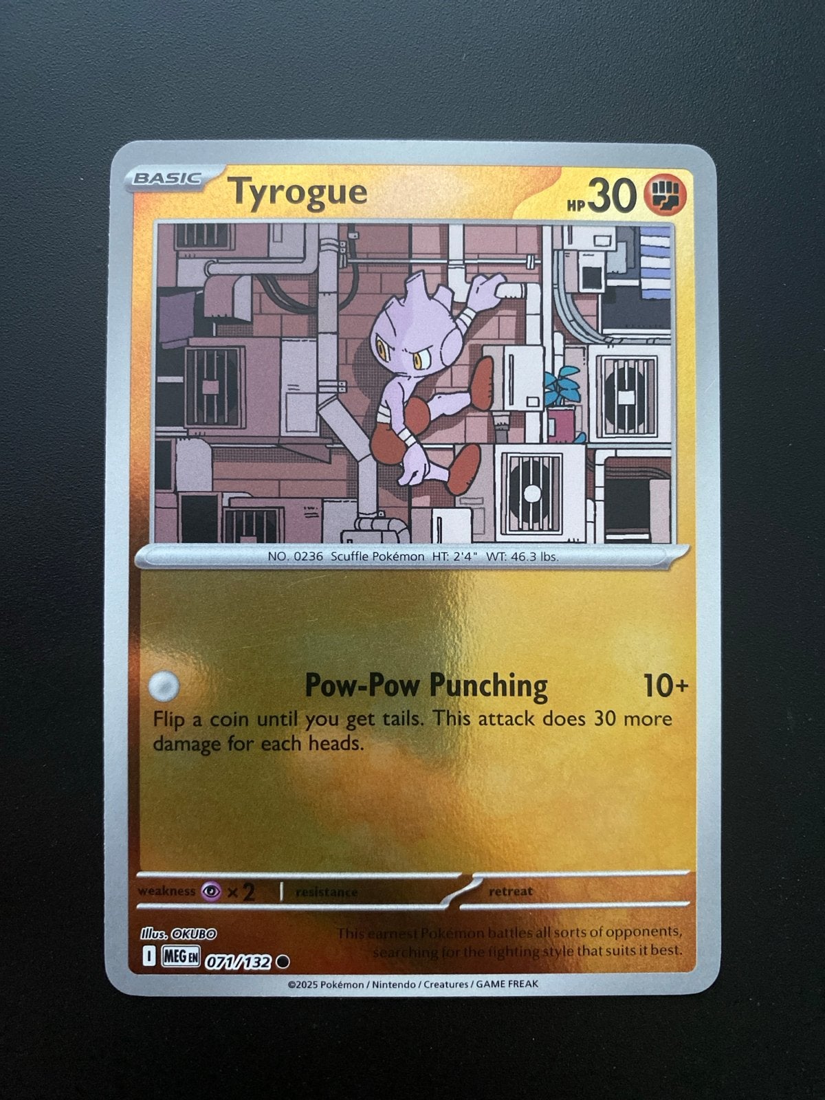 Tyrogue 071/132 Reverse Holo Mega Evolution, Ophalen of Verzenden, Zo goed als nieuw, Losse kaart, Foil