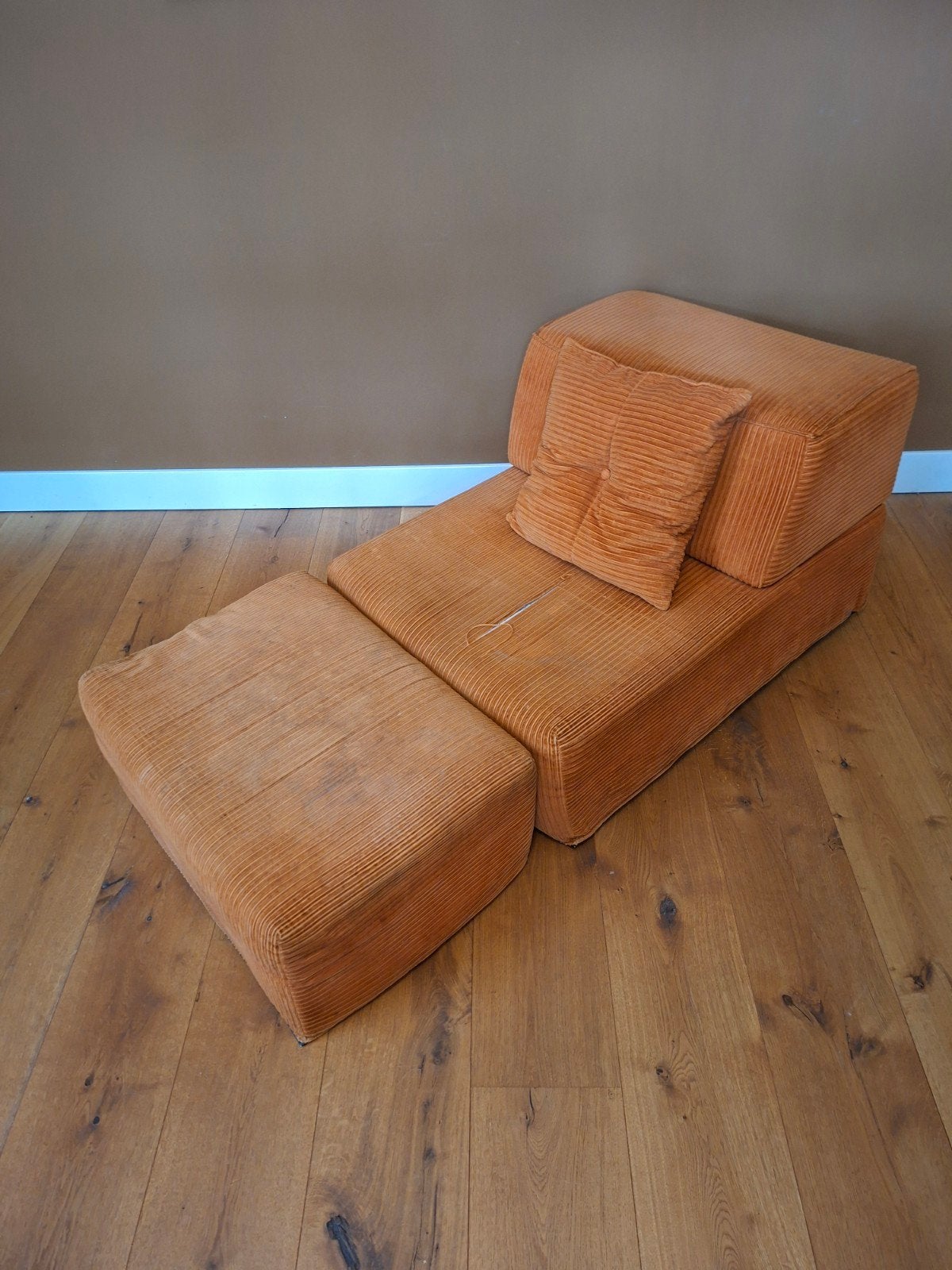 Vintage Modulaire Ribstof Design Slaapbank/Zitelement/Poef, Ophalen