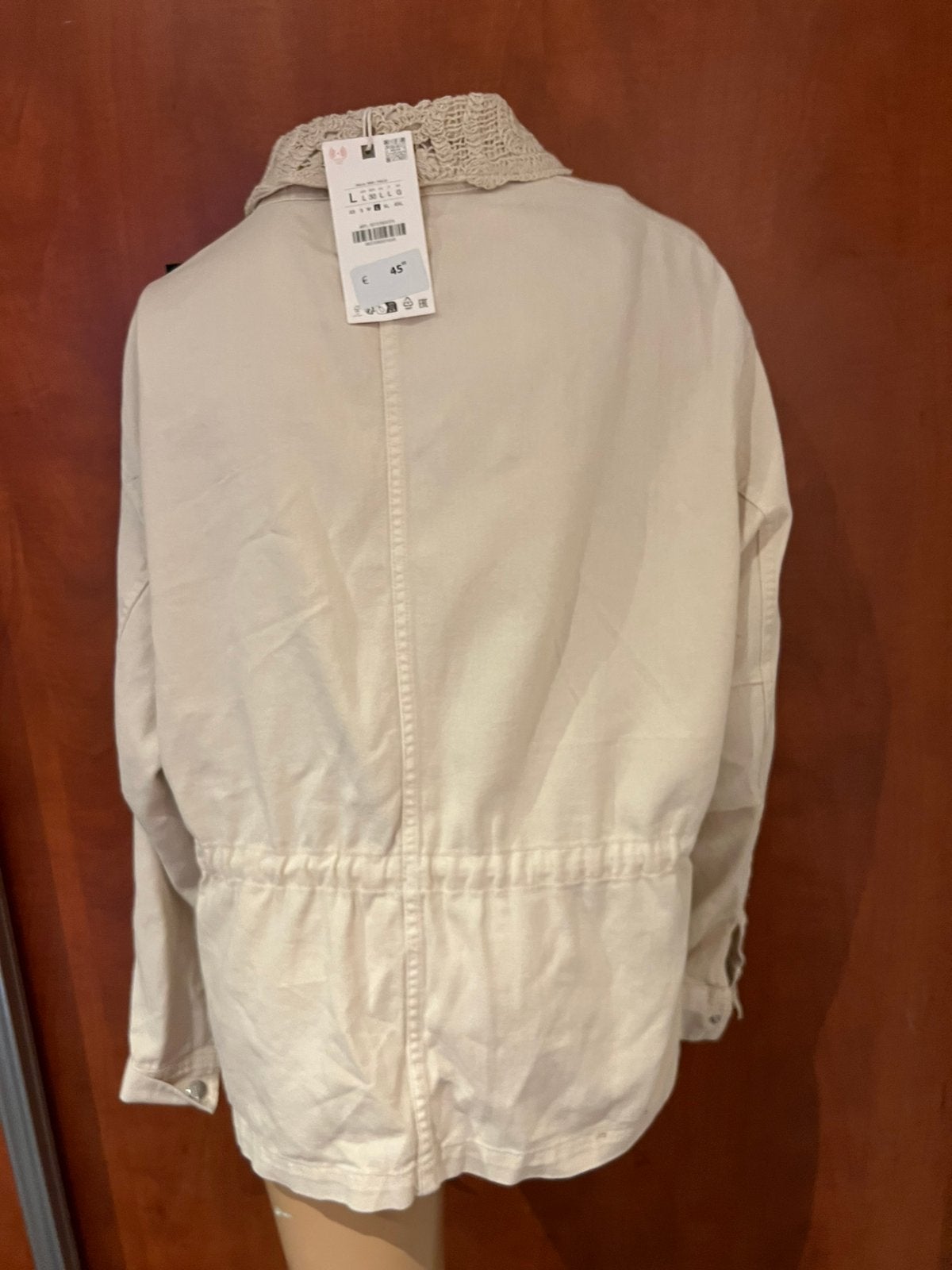 ZARA jeans jas met gehaakte kraag L nieuw met kaartjes, F, G, Beige, Maat 42/44 (L)