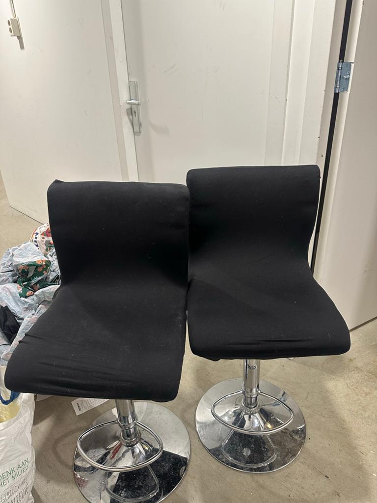 Set van 2 zwarte barkrukken, in hoogte verstelbaar, Ophalen, Gebruikt, In hoogte verstelbaar, 90 cm of meer