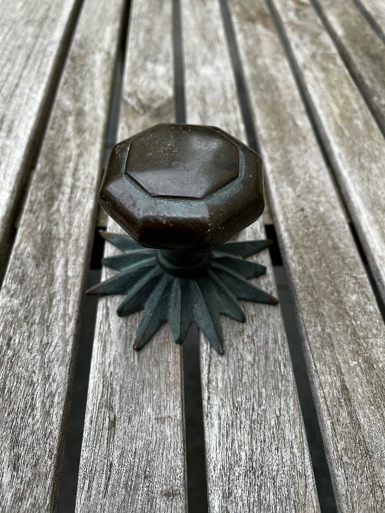 antieke bronzen/koperen voordeurknop, Antiek en Kunst, Ophalen of Verzenden, Brons
