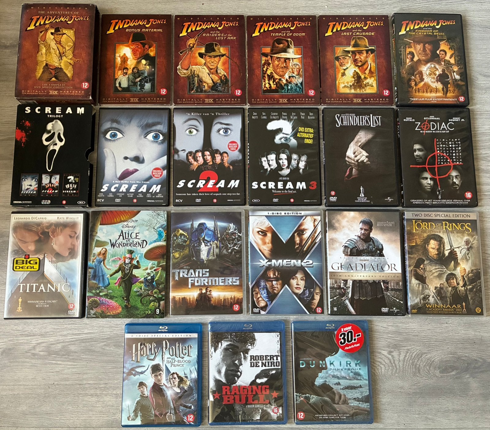 Blu-Ray/DVD-BUNDEL : Dunkirk Scream Raging Bull Gladiator, Cd's en Dvd's, Ophalen of Verzenden, Zo goed als nieuw, Drama