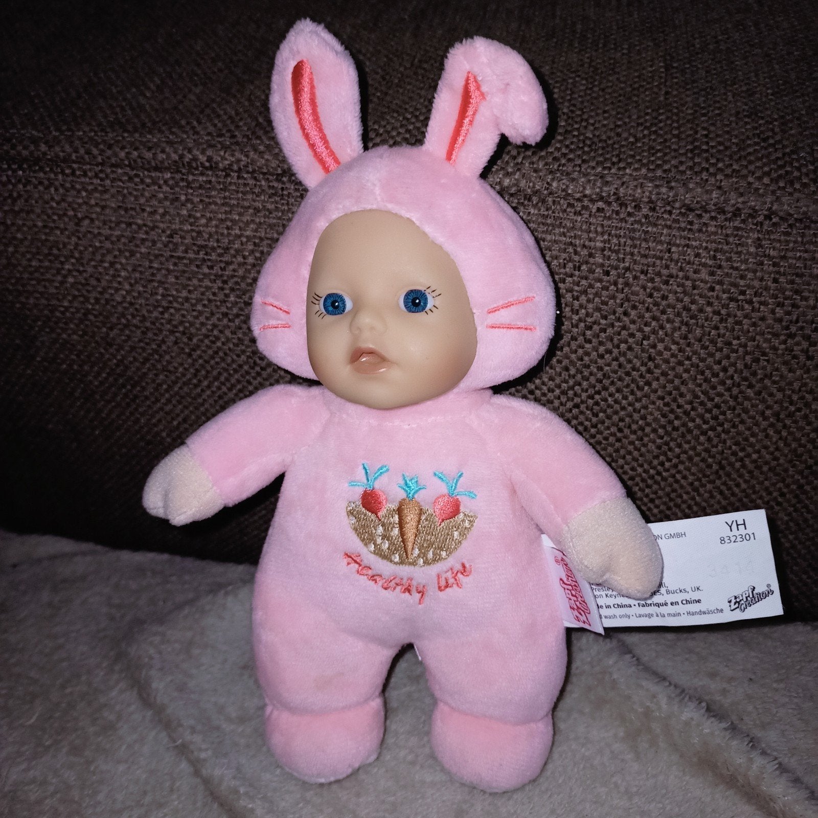 Baby born, zapf creation popje in roze konijnenpak / paashaa, Ophalen of Verzenden, Zo goed als nieuw, Overige typen
