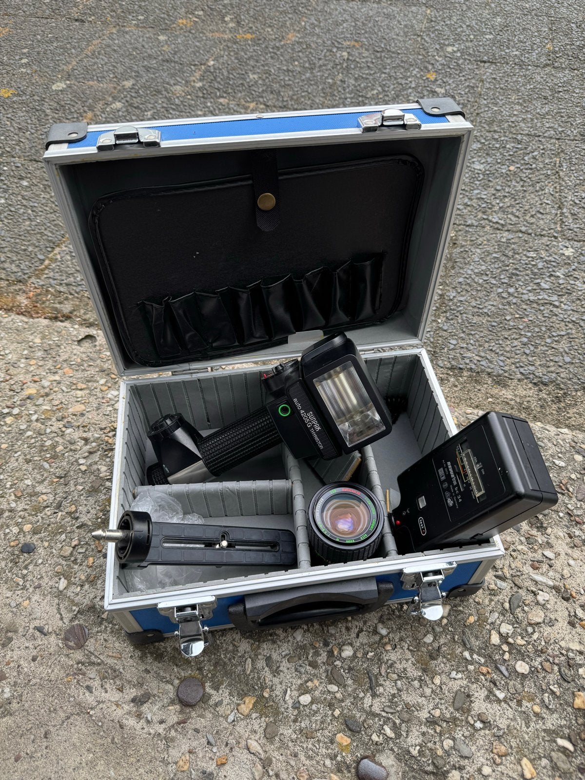 Vintage Camera Accessoires Set in Koffer - Flitser, Lens, Ophalen of Verzenden, Gebruikt