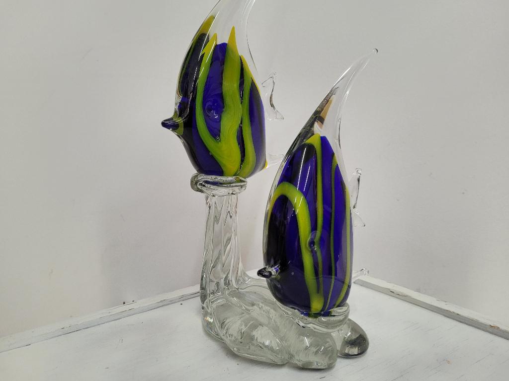 schitteren murano glas vis sculptuur 2 vissen in 1, Verzamelen, Beelden en Beeldjes, Ophalen of Verzenden, Zo goed als nieuw, Mens