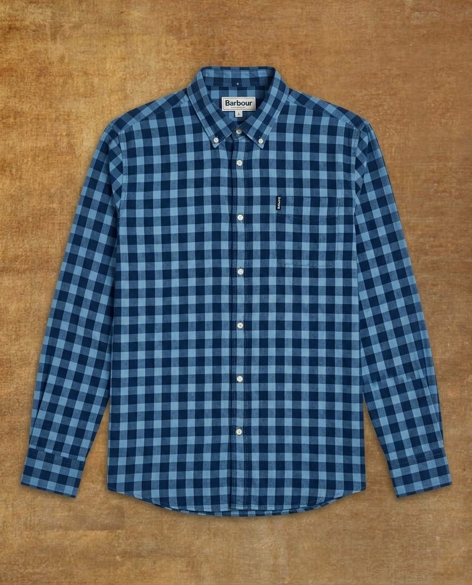 Barbour Geruit Blauw Overhemd - Maat L - Zo goed als nieuw, Barbour, Zo goed als nieuw, Halswijdte 41/42 (L), Verzenden