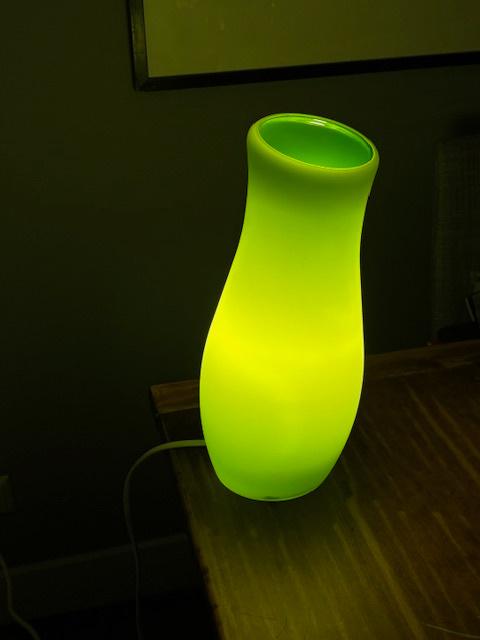 Glazen tafellamp, Mylonit Ikea, groen, Vintage, Ophalen of Verzenden, Minder dan 50 cm, Glas