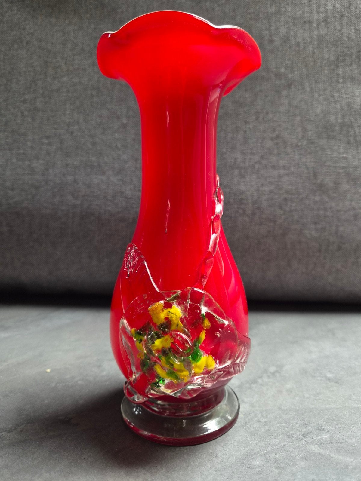 Rode glazen vaas in Murano stijl, Antiek en Kunst, Ophalen of Verzenden