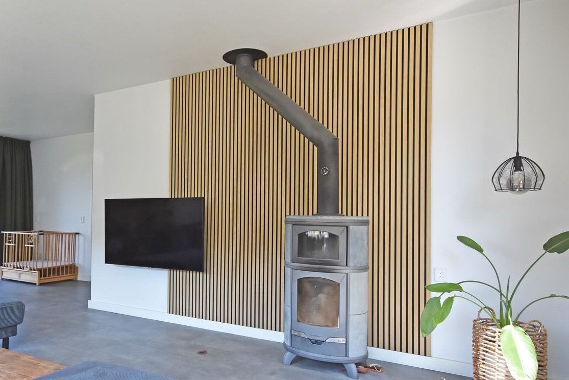4x Akoestische wandpanelen naturel eiken, 245,5x58,5, Huis en Inrichting, Woonaccessoires | Wanddecoraties, Ophalen, Zo goed als nieuw