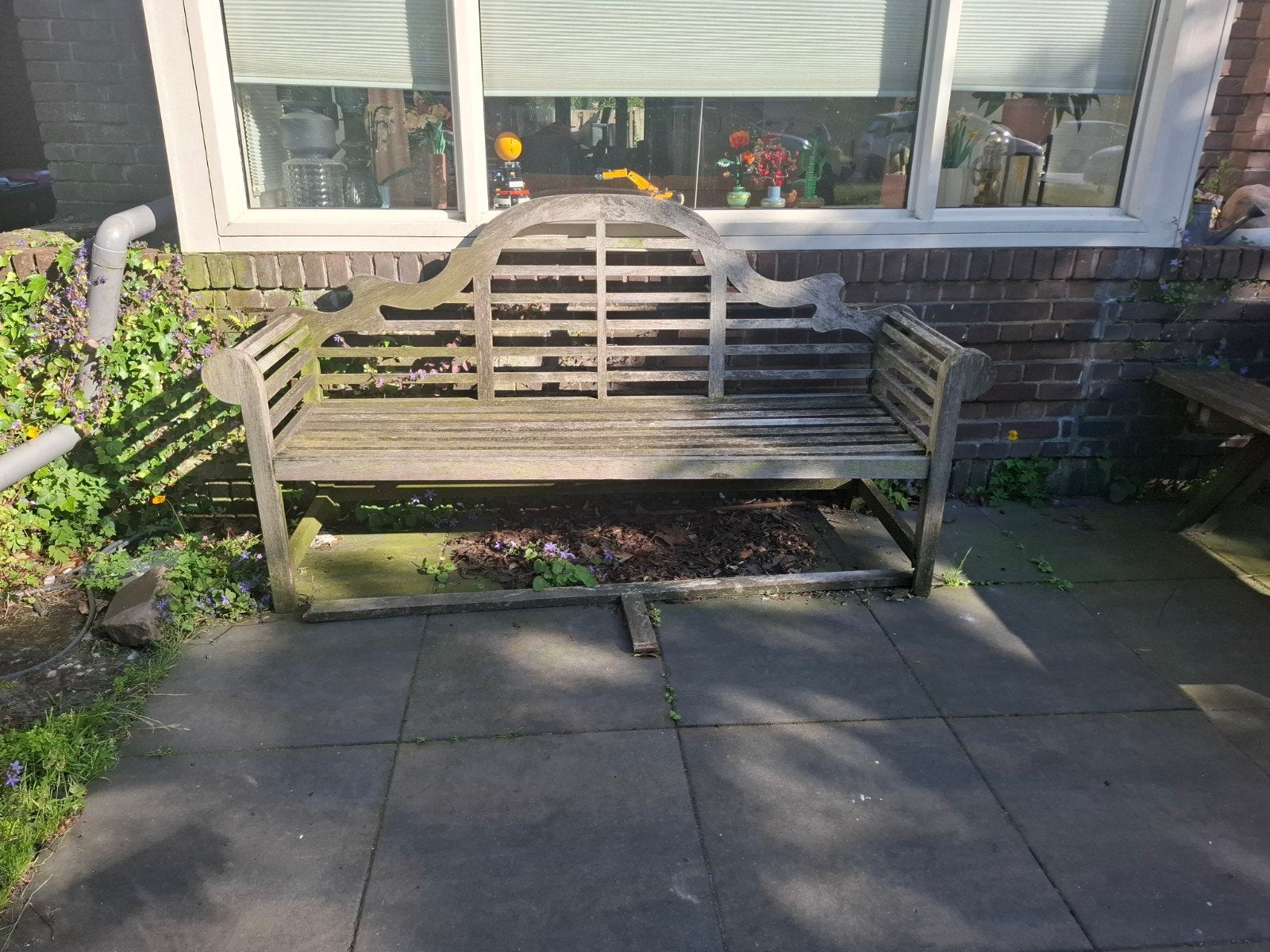 Houten tuinbankje, opknapper, Tuin en Terras, Tuinbanken, Ophalen, Gebruikt, Hout