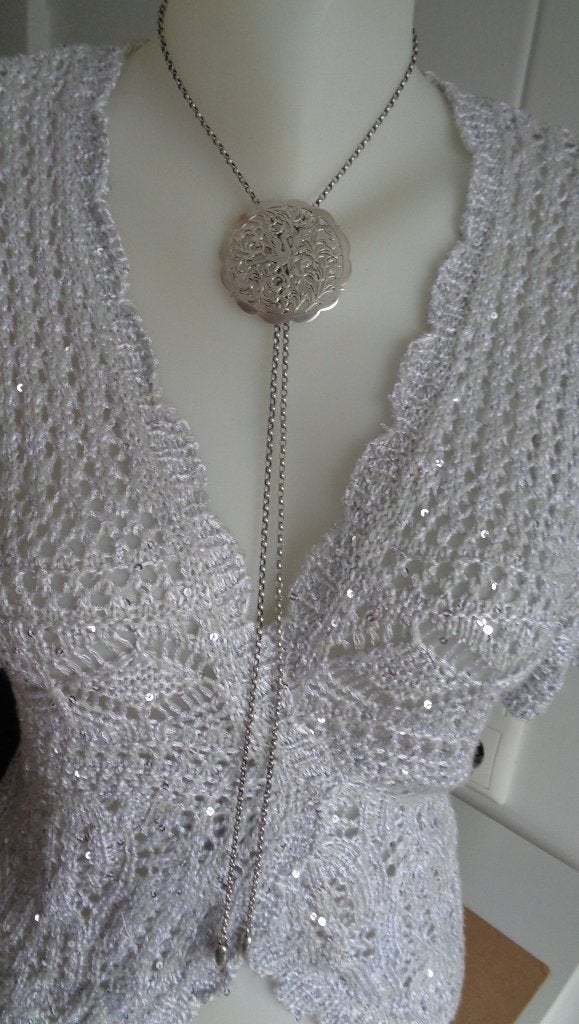 zilveren schuifketting met grote hanger NIEKERK N10 [272], Ophalen of Verzenden, Zilver, Ketting