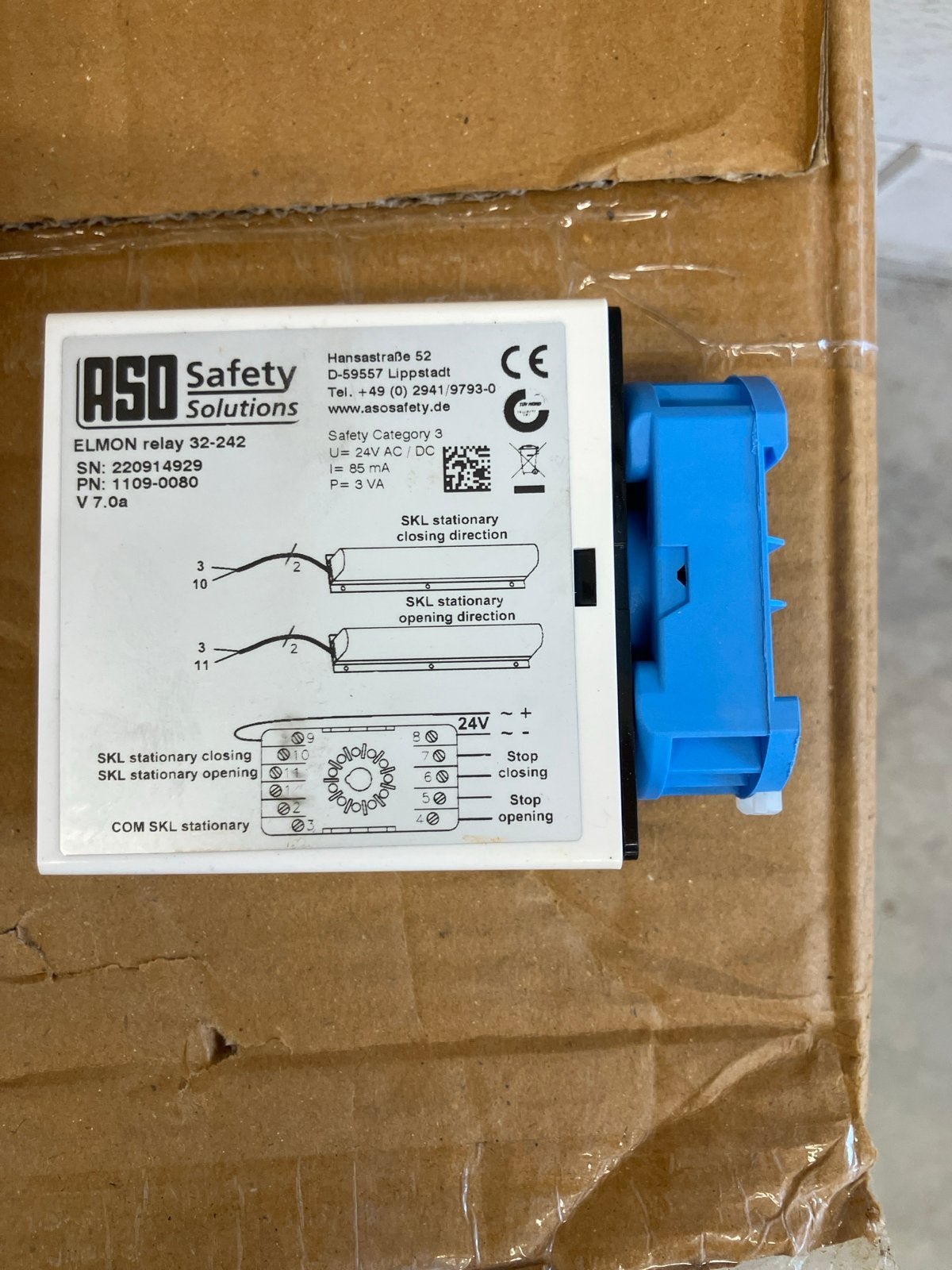 ASO Safety Solutions ELMON Relais 32-242, Doe-het-zelf en Verbouw, Ophalen of Verzenden, Nieuw, Overige merken, Relais