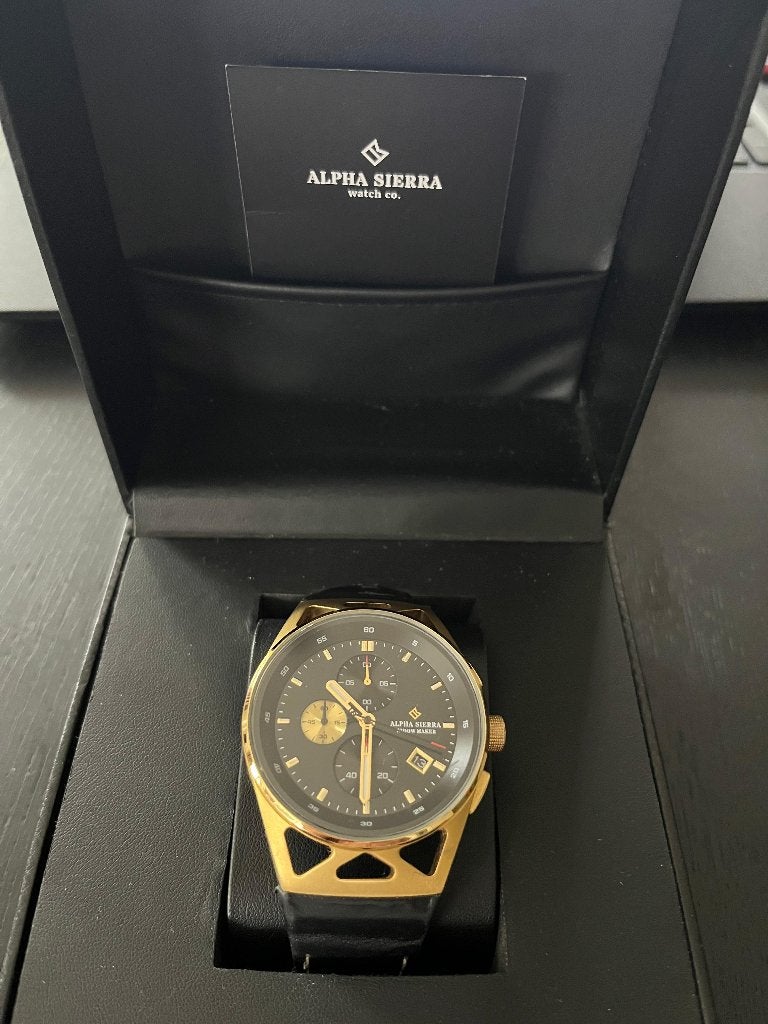 Alpha Sierra Widowmaker 930GB Chronograaf Herenhorloge, Leer, Staal, Polshorloge, Zo goed als nieuw
