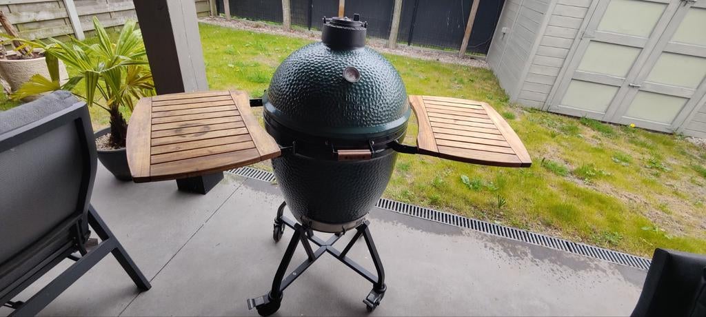 Big Green Egg Large + Onderstel met handler + zijplanken, Tuin en Terras, Barbecue-accessoires, Gebruikt, Ophalen