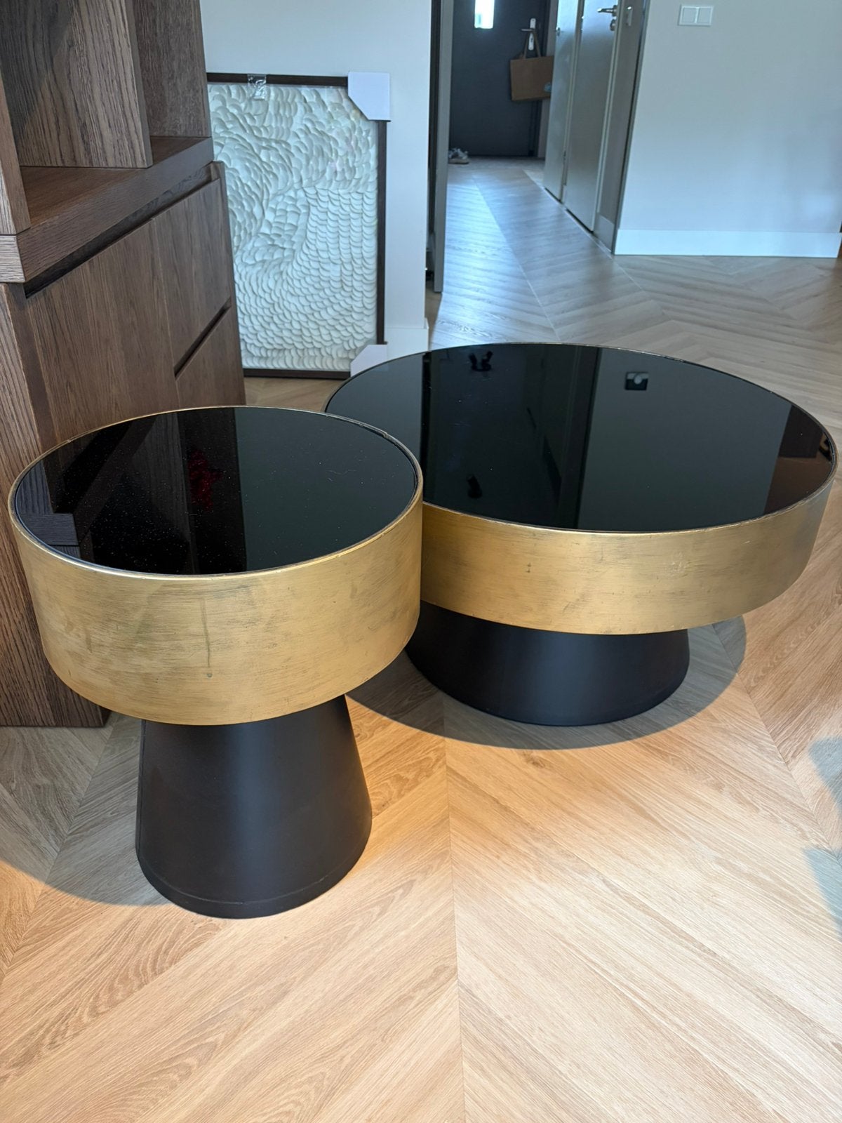 By-Boo Salontafel Bunga Zwart/Goud - 2 maten, Ophalen, Rond, 50 tot 100 cm, Zo goed als nieuw