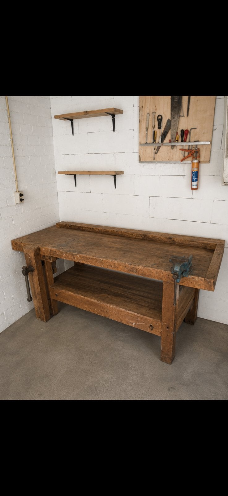 houten werkbank met bankschroef, Doe-het-zelf en Verbouw, Werkbanken, Ophalen of Verzenden, Gebruikt, 170 cm of meer, Bankschroef