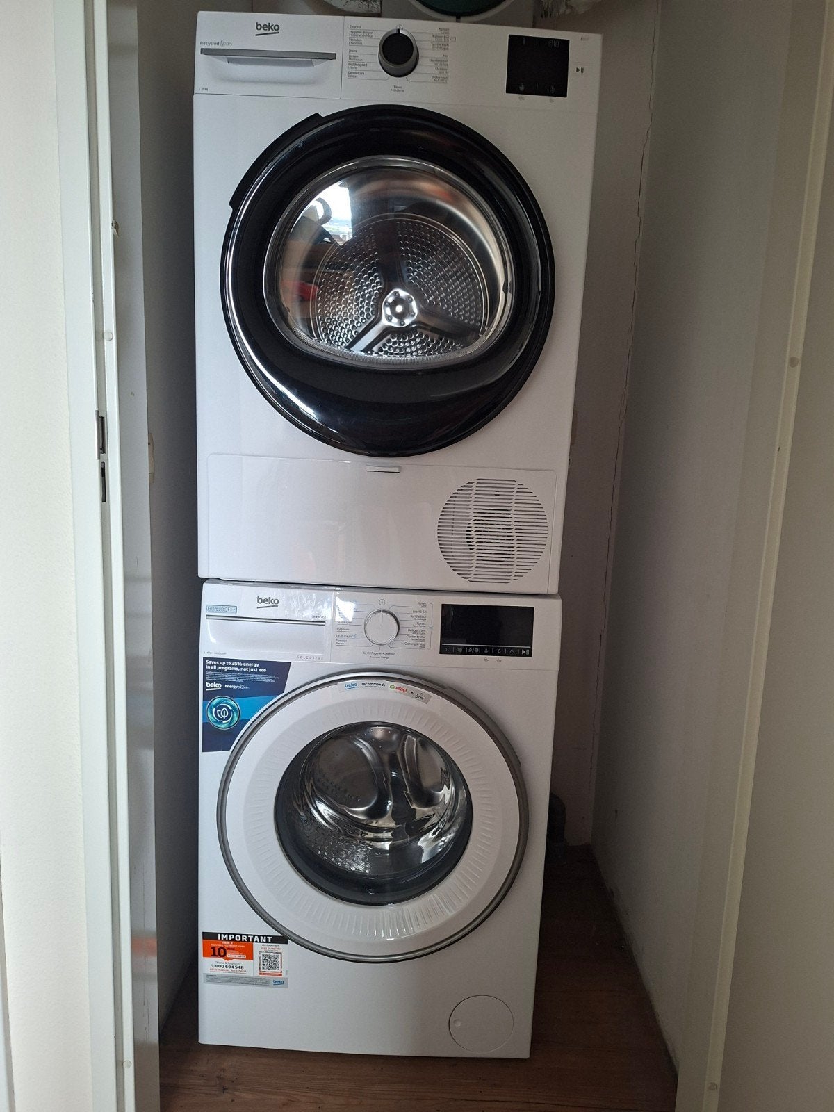 BEKO wasmachine en wasdroger, Ophalen, Minder dan 85 cm, 8 tot 10 kg, Voorlader
