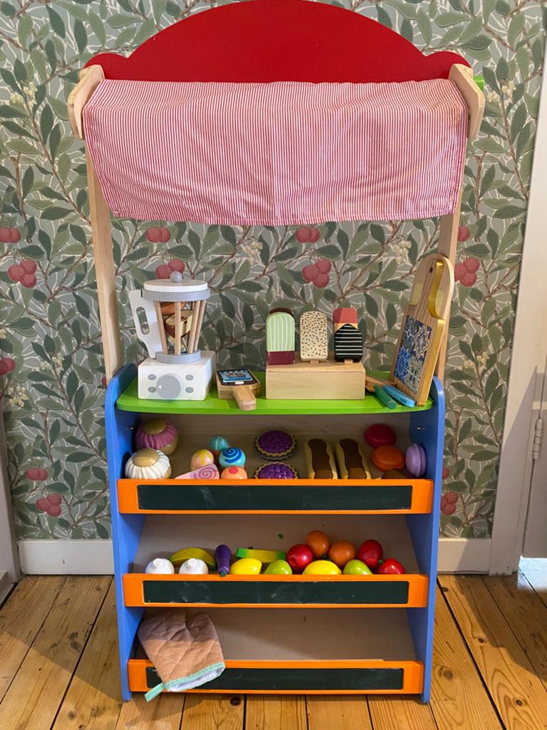 Winkel/theater met inhoud, Kinderen en Baby's, Speelgoed | Houten speelgoed, Ophalen, Meubelstuk of Keukentje