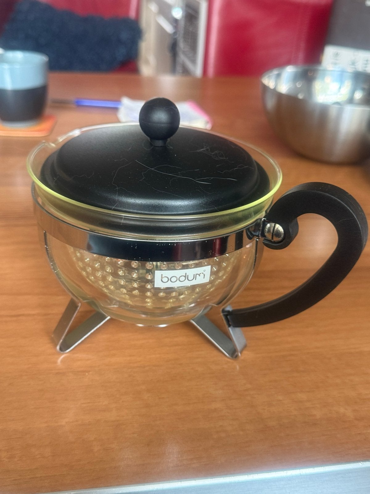 Bodum theepot met filter - Glas en RVS, Huis en Inrichting, Bodum, Zwart, Ophalen, Theepot/fluitketel