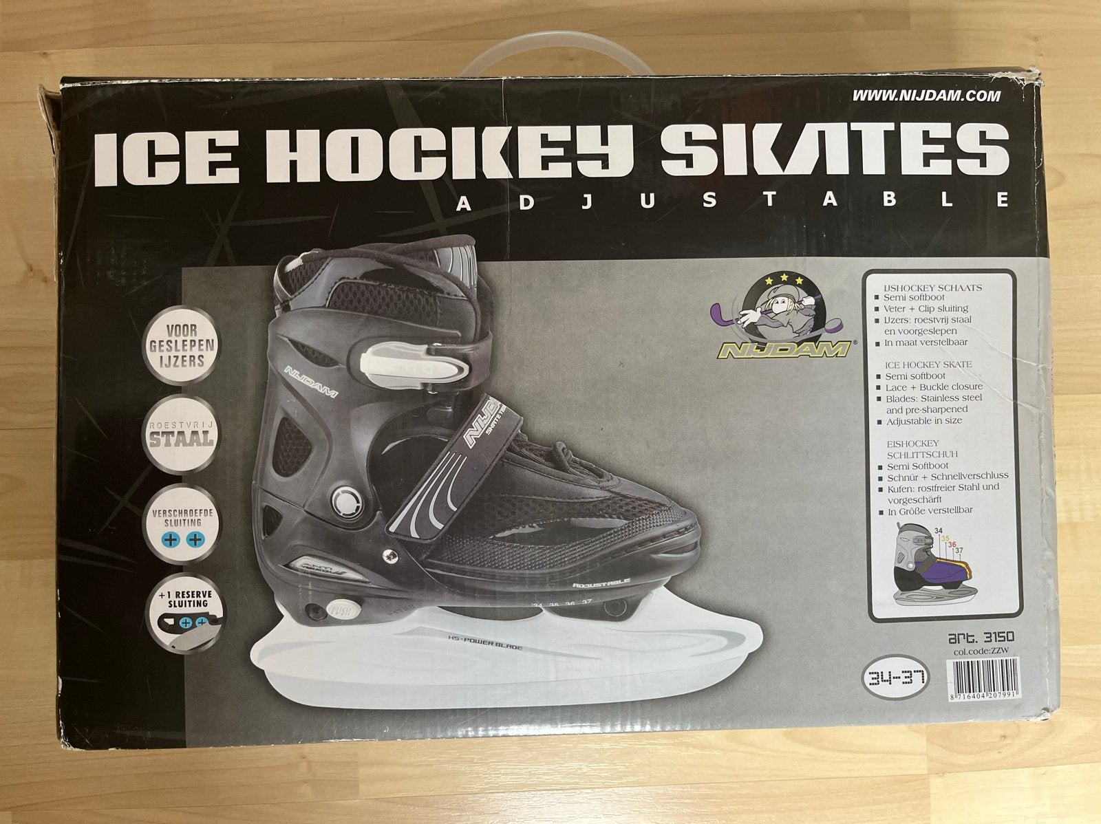 Nijdam Ice Hockey Skates verstelbaar maat 34-37, Sport en Fitness, Schaatsen, Ophalen of Verzenden, Nieuw, IJshockeyschaatsen