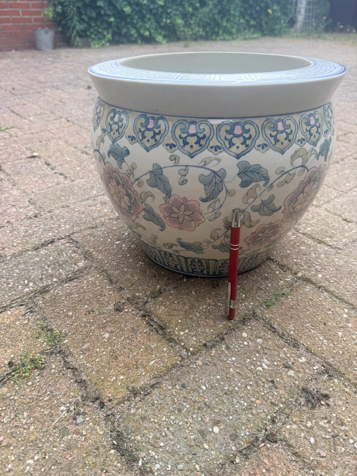 Decoratieve bloempot met Oosters patroon, Tuin en Terras, Ophalen, Gebruikt, 40 cm of meer, Rond