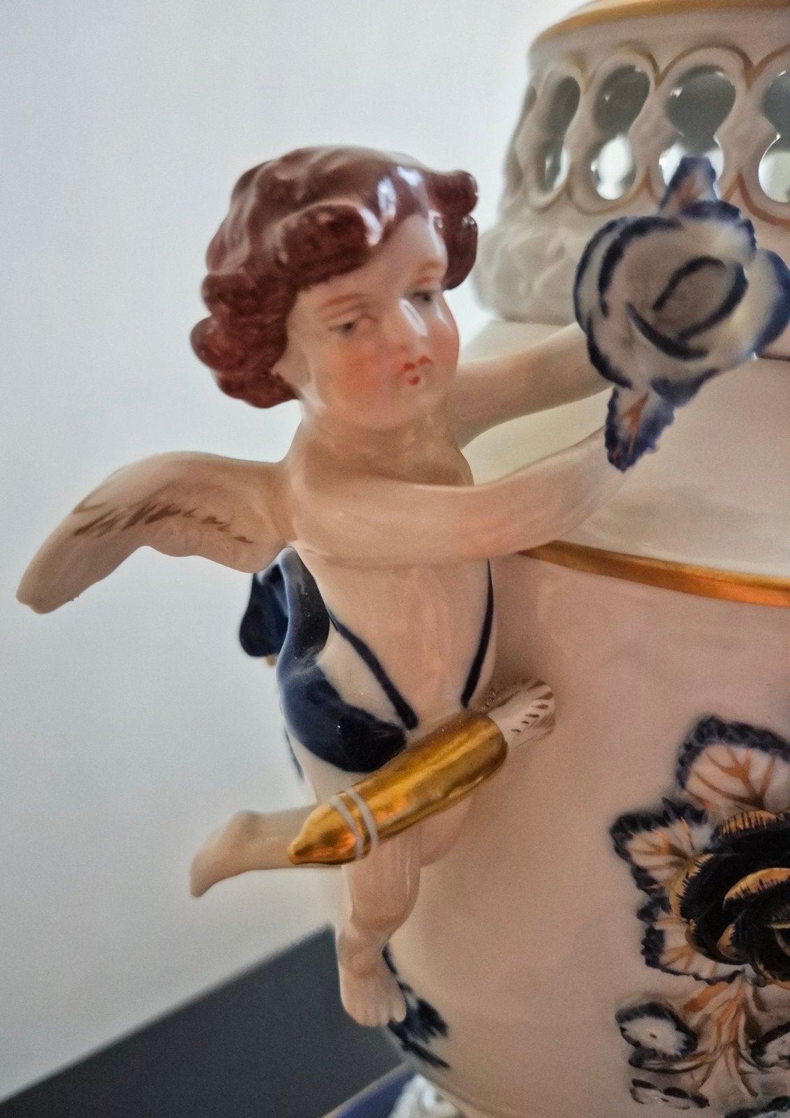 Plaue Porseleinen Dekselvaas - Echt Kobalt & Goud, Antiek en Kunst, Antiek | Vazen, Ophalen of Verzenden