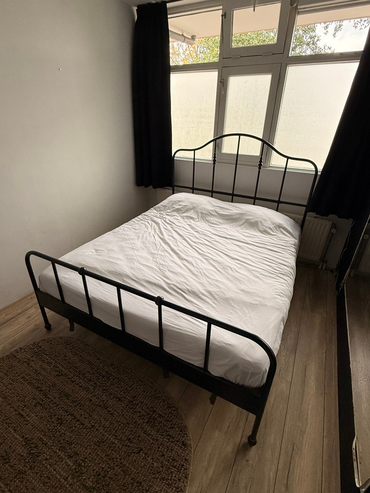 Spijlen bed, zwart, Ophalen, Zwart, Tweepersoons, Zo goed als nieuw