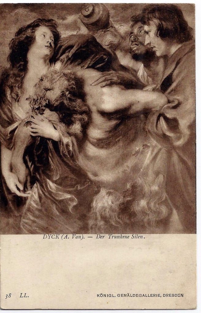 K4021 ansichtkaart schilderij antoon van dyck der trunkene, Ophalen of Verzenden, Voor 1920, Gelopen