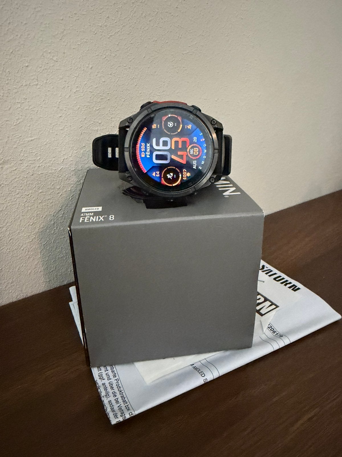 GARMIN FENIX 8 47MM | NIEUWSTAAT | VOLLEDIG MET FACTUUR |, Ophalen, Zo goed als nieuw, Zwart, IOS