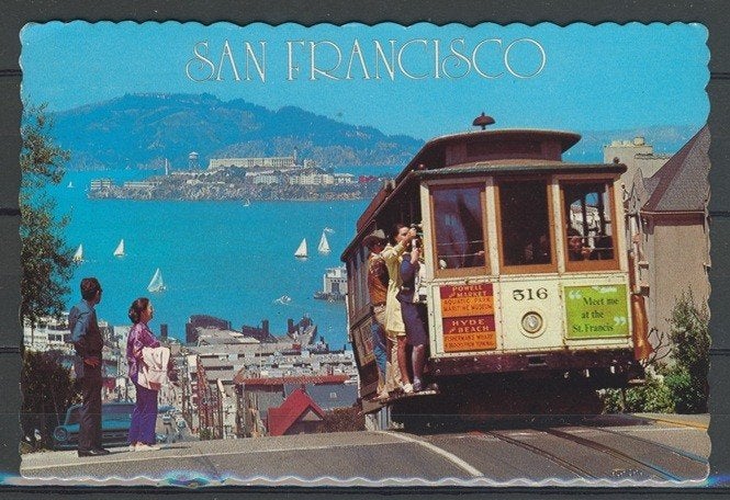 Tram nr.316 San Francisco  Foto-Ansichtkaart TRAM t-221 jdu, Verzamelen, Ophalen of Verzenden, Zo goed als nieuw, Tram, Kaart of Prent