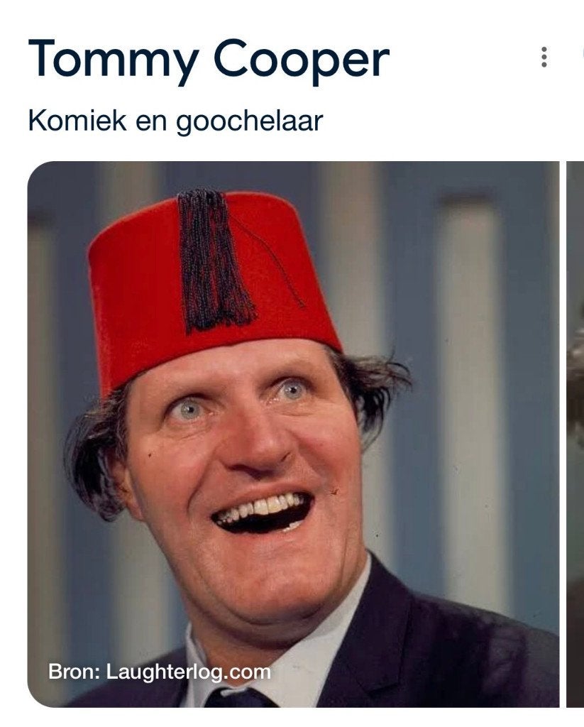 originele handtekening van Tommy Cooper, Verzenden, Tv, Foto of Kaart
