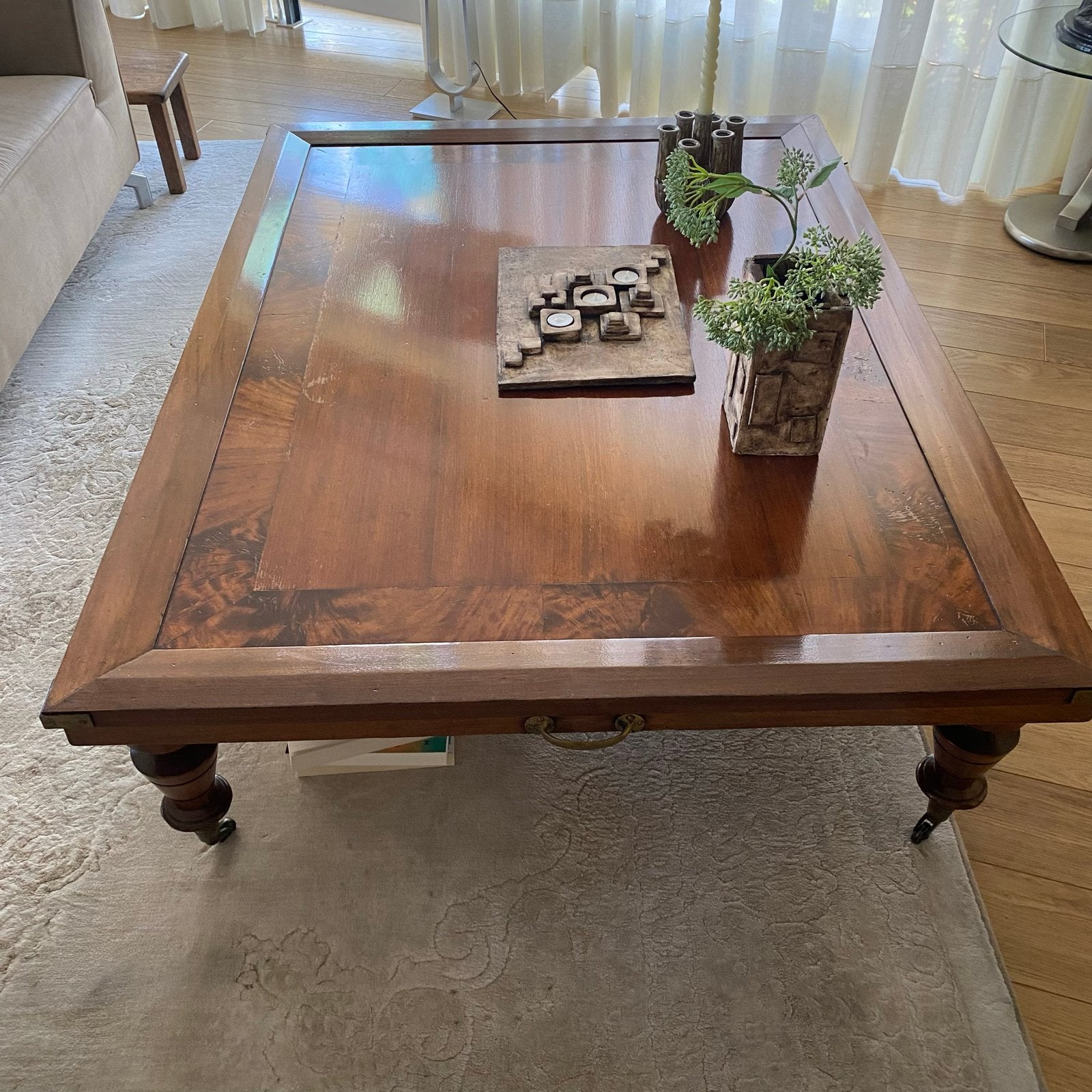 Antieke Salontafel, Edwardian Stijl, 150x110 cm, Antiek en Kunst, Ophalen