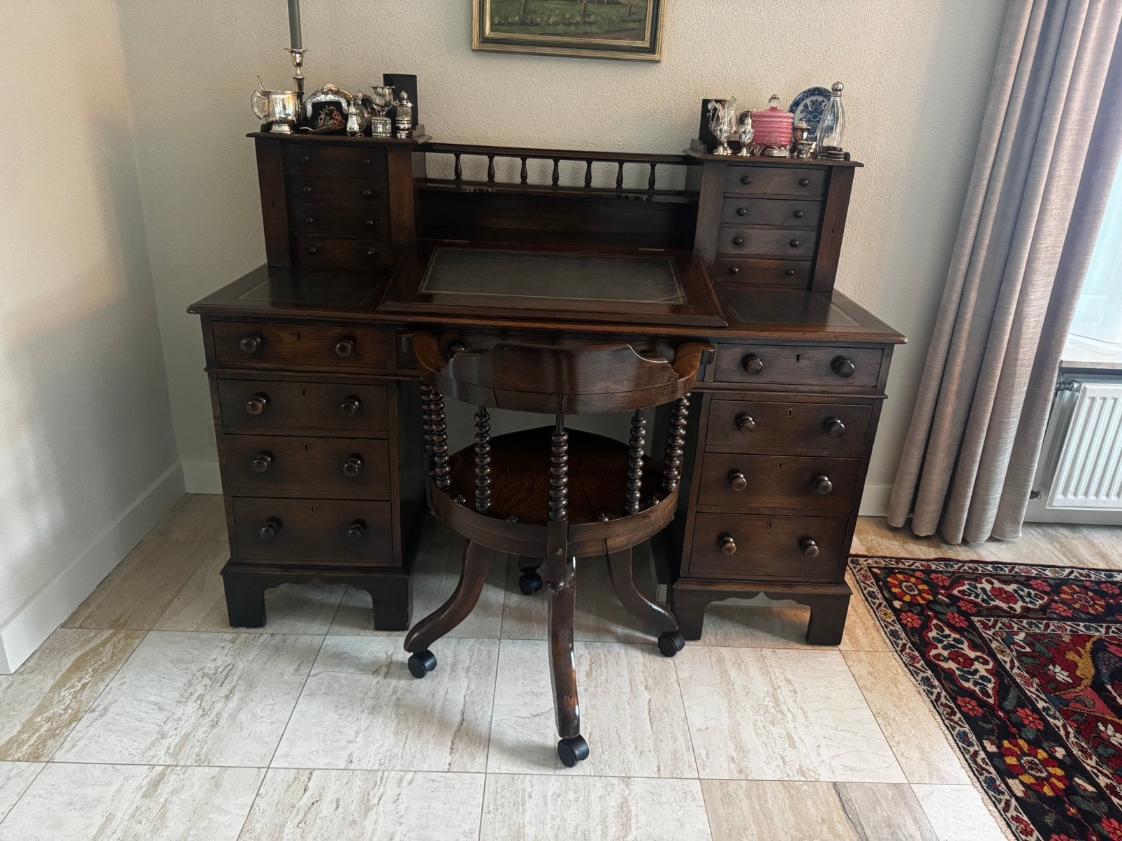 Antiek bureau met bijpassende stoel, Ophalen, Gebruikt, Dikkens desk antiek engels bureau