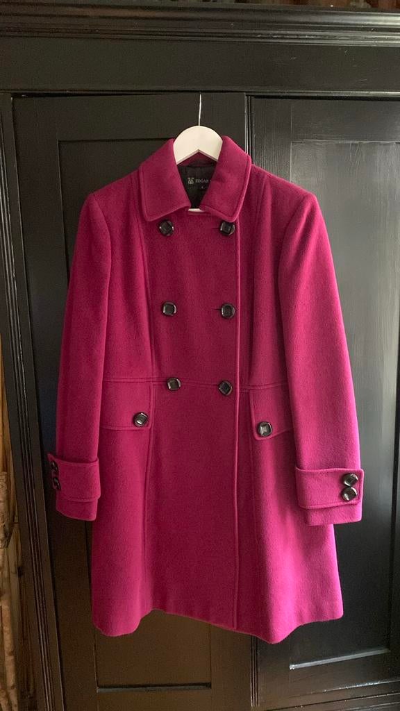 Edgar Vos Jas Maat S - Elegante Fuchsia Mantel, Kleding | Dames, Jassen | Winter, Ophalen of Verzenden, Zo goed als nieuw, Maat 36 (S)