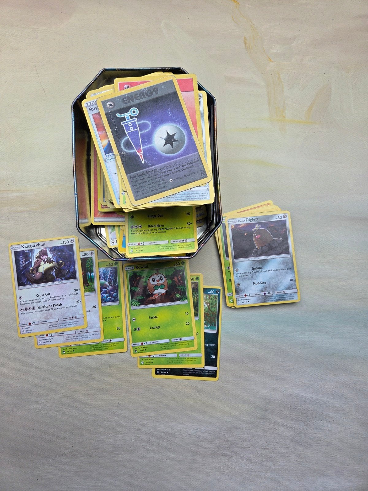 oude Pokémon kaarten collectie in blik - 300+, Ophalen of Verzenden, Gebruikt, Meerdere kaarten