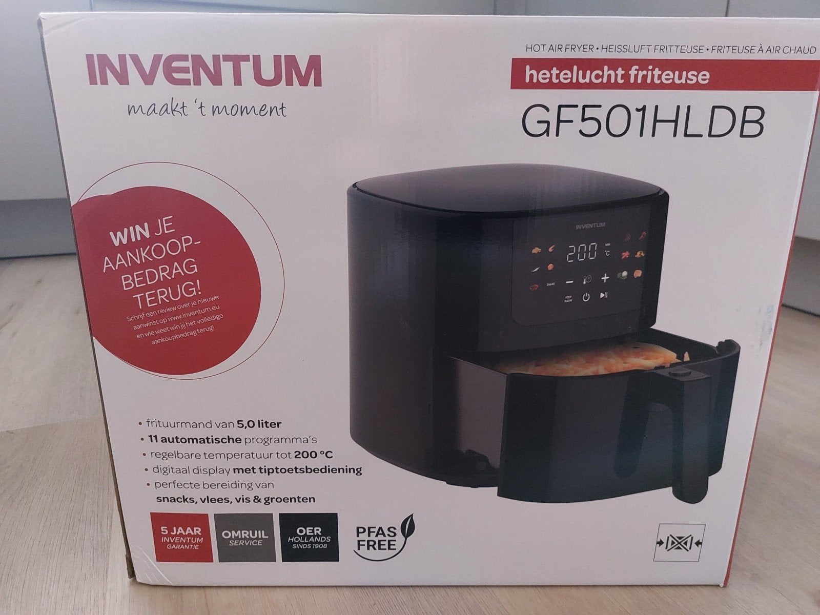 Inventum Heteluchtfriteuse GF501HLDB - helemaal nieuw, 4 liter of meer, Ophalen, Nieuw