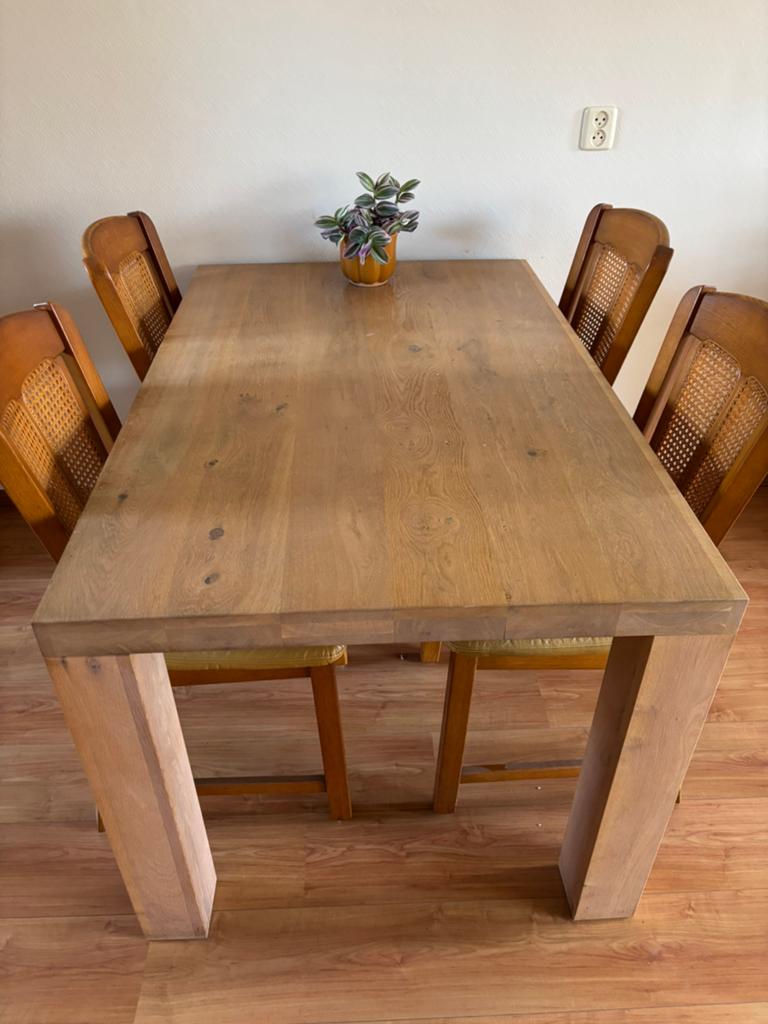 Eethoek met 4 stoelen, Ophalen of Verzenden, Gebruikt, Hout, 4 tot 6 stoelen