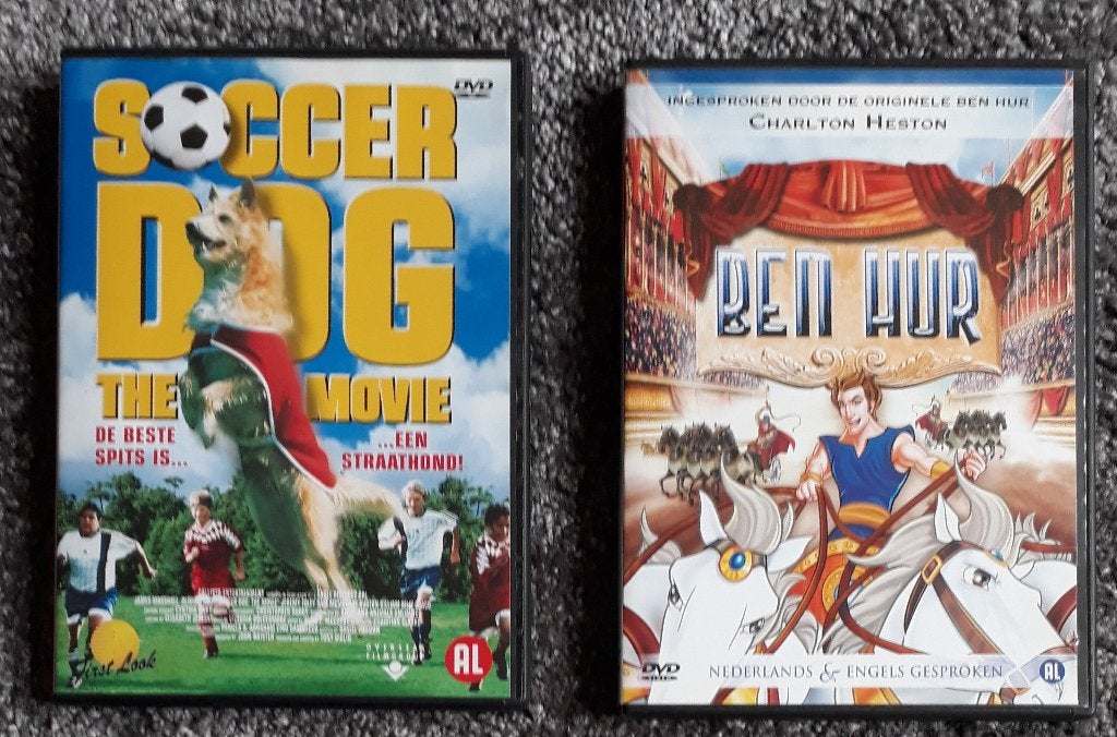 DVD video films Soccer Dog en Ben Hur kind, Alle leeftijden, Nederlands, Ophalen of Verzenden, Zo goed als nieuw
