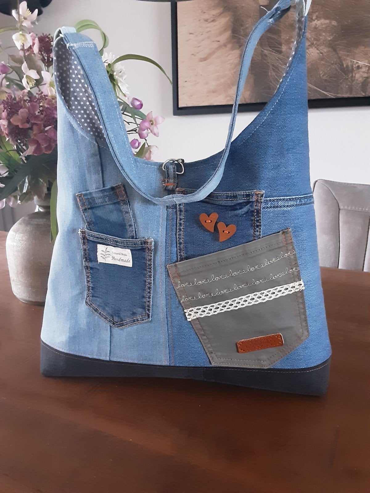 Handgemaakte jeanstas (spijkertas), Ophalen of Verzenden, Nieuw, Blauw