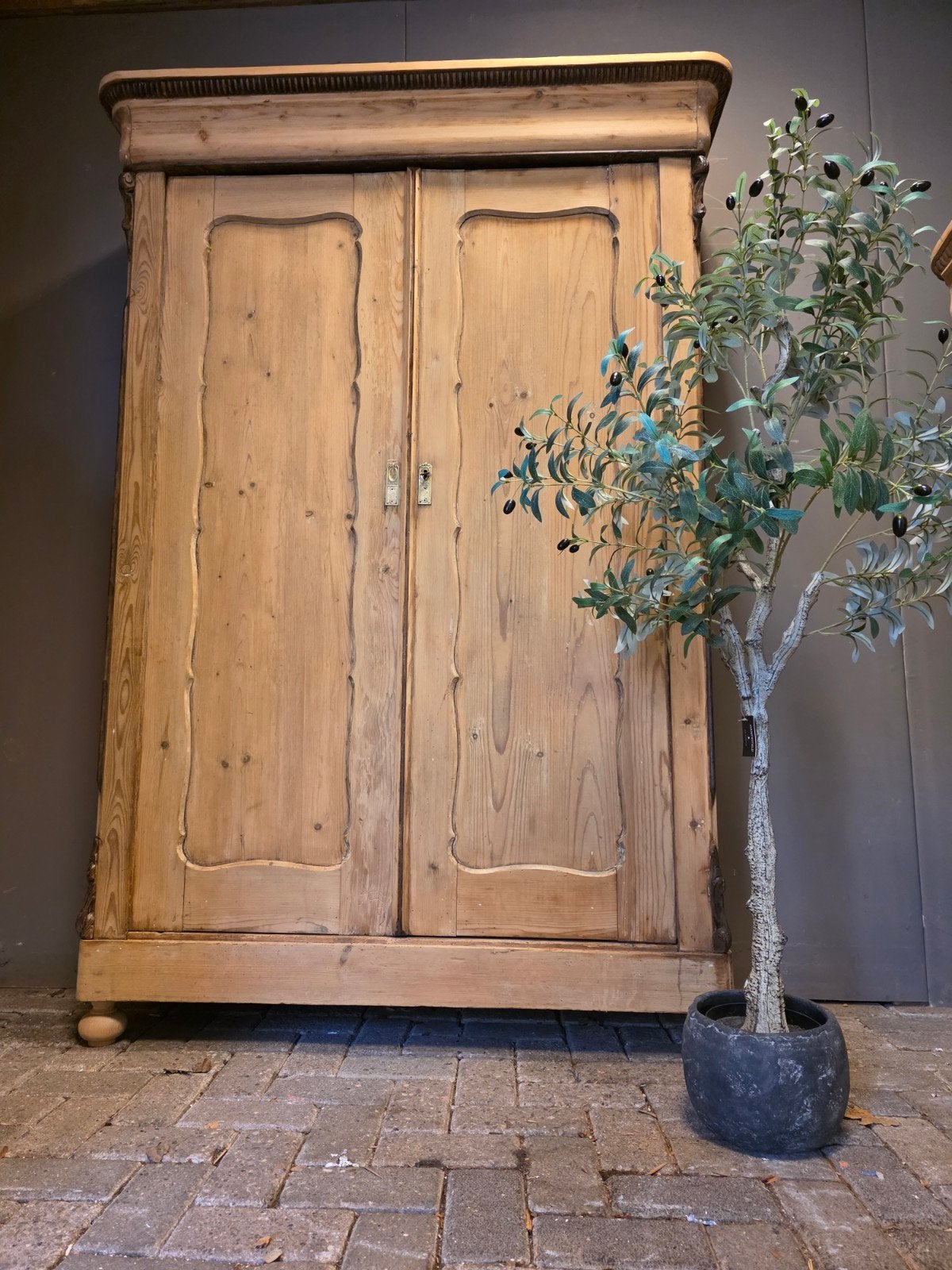Grote grenen biedermeier meidenkast kledingkast bez mogelijk, Ophalen of Verzenden