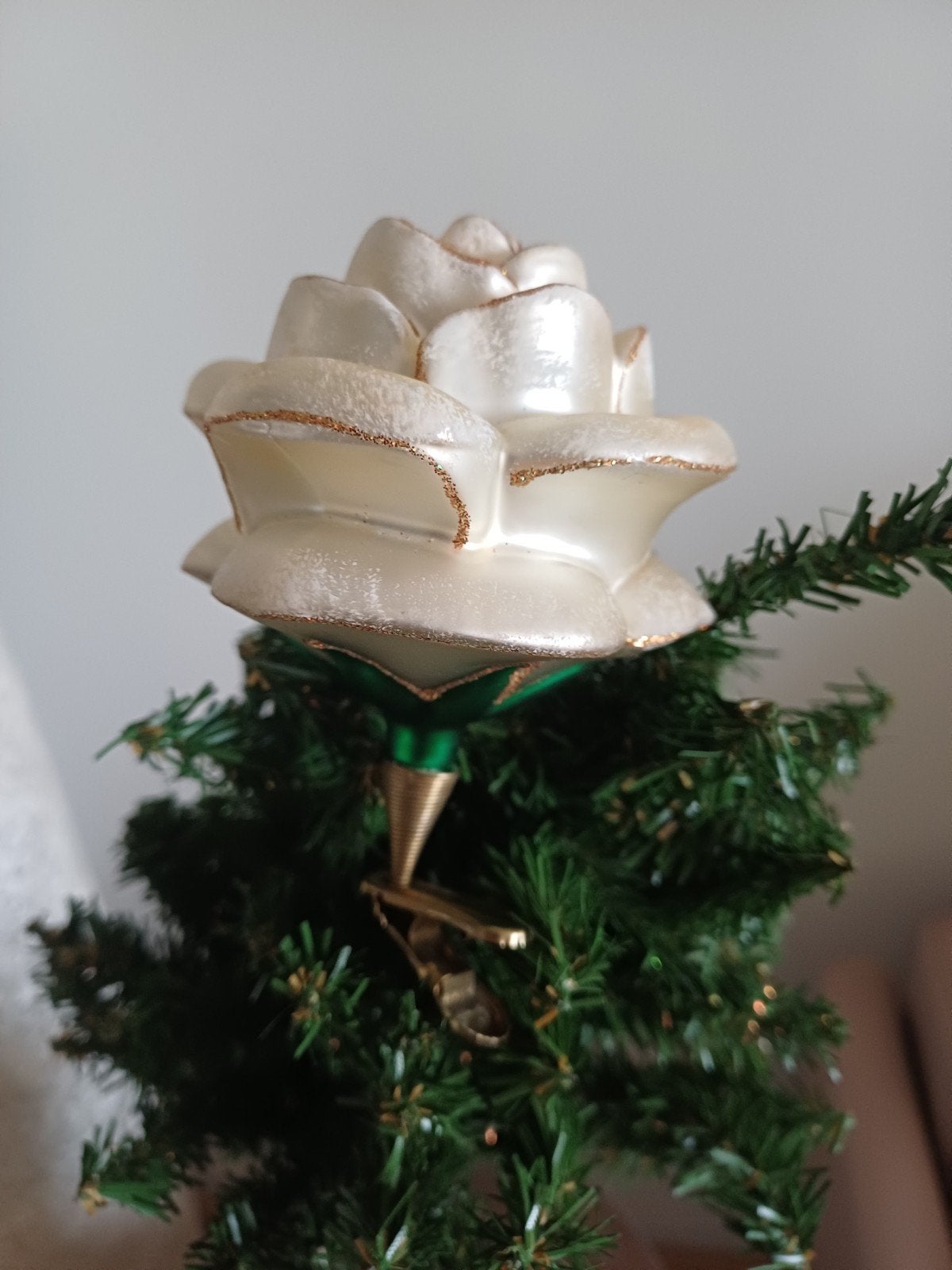 vintage kerstbal van glas op clip, Ophalen of Verzenden